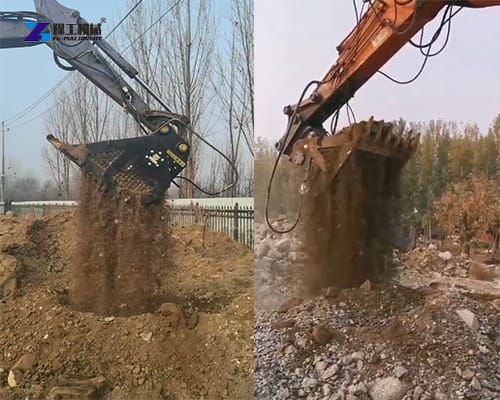 using vibrating screening bucket on site