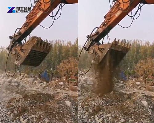 vibrating screening bucket working on site